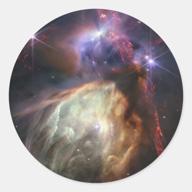 Pegatina Redonda Imagen JWST de las estrellas de Rho Ophiuchi (Anverso)