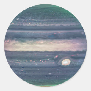 Pegatina Redonda Imagen JWST del planeta Júpiter en infrarrojos