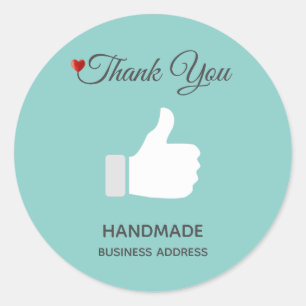 Pegatina Redonda Imagen personalizada de pulgar hacia arriba sobre 