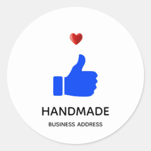 Pegatina Redonda Imagen personalizada de pulgar hacia arriba sobre 