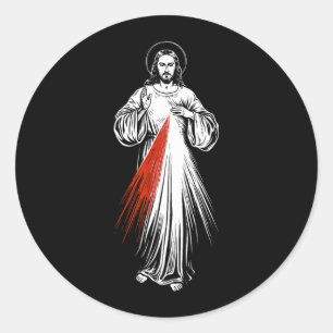 Pegatina Redonda Imagen Sagrada de la Fe Católica Jesús Misericordi