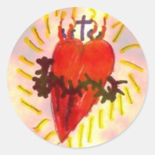 Pegatina Redonda Imagen sagrada del corazón de la voluntad