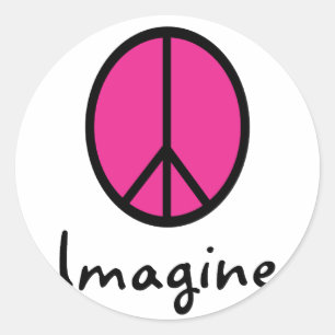 Pegatina Redonda Imagina el símbolo PINK PEACE