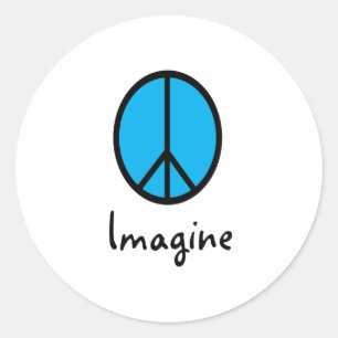 Pegatina Redonda Imagine el símbolo de paz AZUL