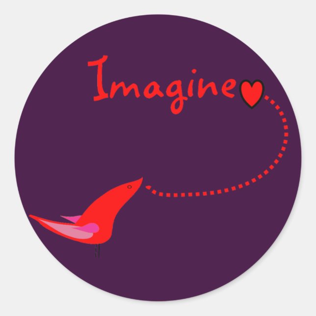 Pegatina Redonda "Imagine"—John Gifts (Anverso)
