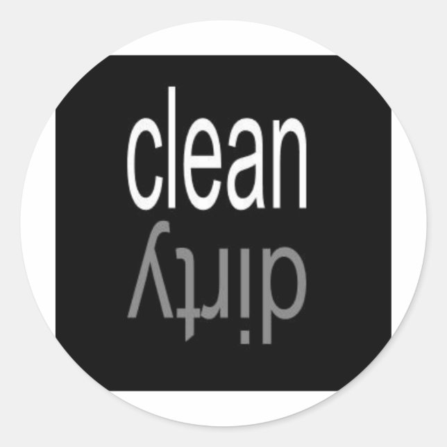 Pegatina Redonda Imán de lavavajillas limpios/sucios (Anverso)