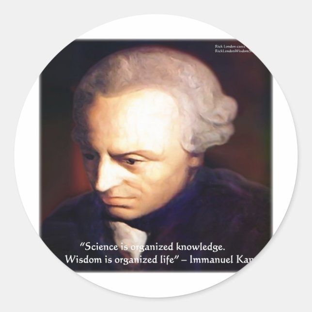 Pegatina Redonda Immanuel Kant Science Vs Knowledge Cita Gifts (Anverso)