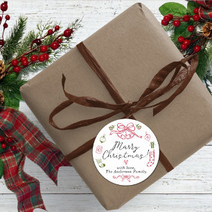 Pegatina Redonda Impactantes iconos de vacaciones con diseño verde 