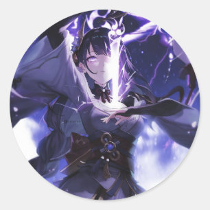 Pegatina Redonda Impacto de Genshin Baal #1