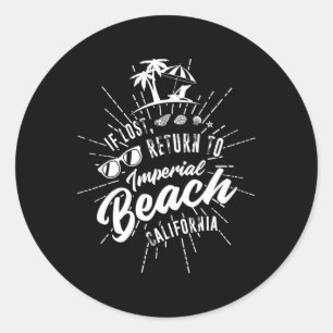 Pegatina Redonda Imperial Beach California Souvenir Vintage