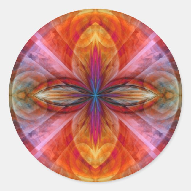 Pegatina Redonda Imperio de la flor solar (Anverso)