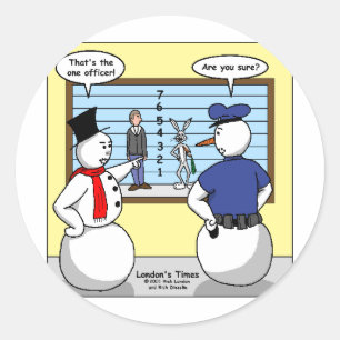 Pegatina Redonda Implacables regalos y tees de Snowman Bunny