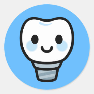 Pegatina Redonda Implante Dental Sonriente
