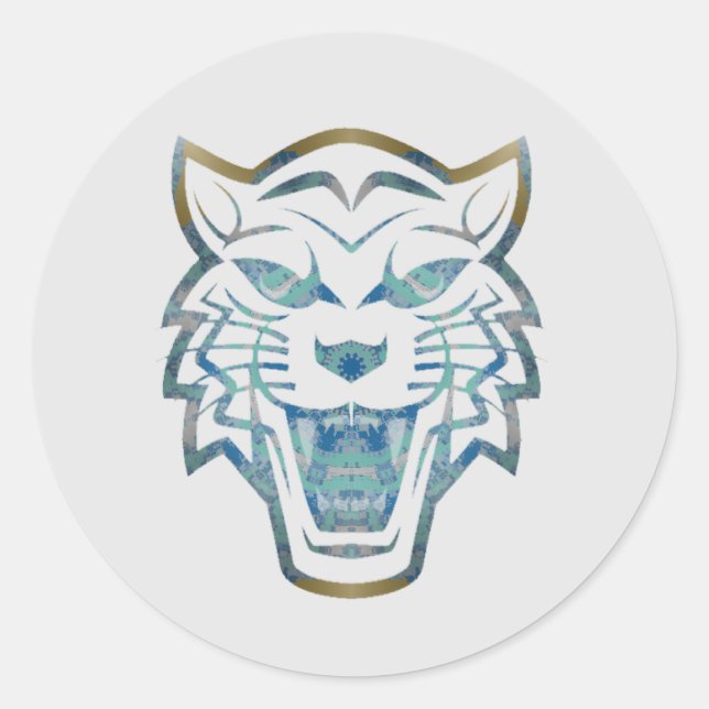 Pegatina Redonda Impresión abstracta de tigres (Anverso)