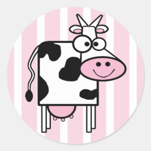 Pegatina Redonda Impresión de animales sonrientes para vacas