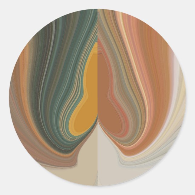 Pegatina Redonda Impresión de arte abstracto retro (Anverso)
