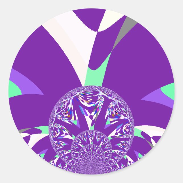 Pegatina Redonda Impresión de arte azul cian kaleidoscope (Anverso)