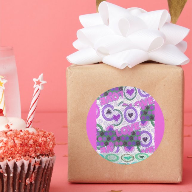 Pegatina Redonda Impresión de arte con motivo de amor (Fiesta)