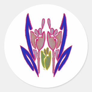 Pegatina Redonda Impresión de arte de acuarela Rosa elegante