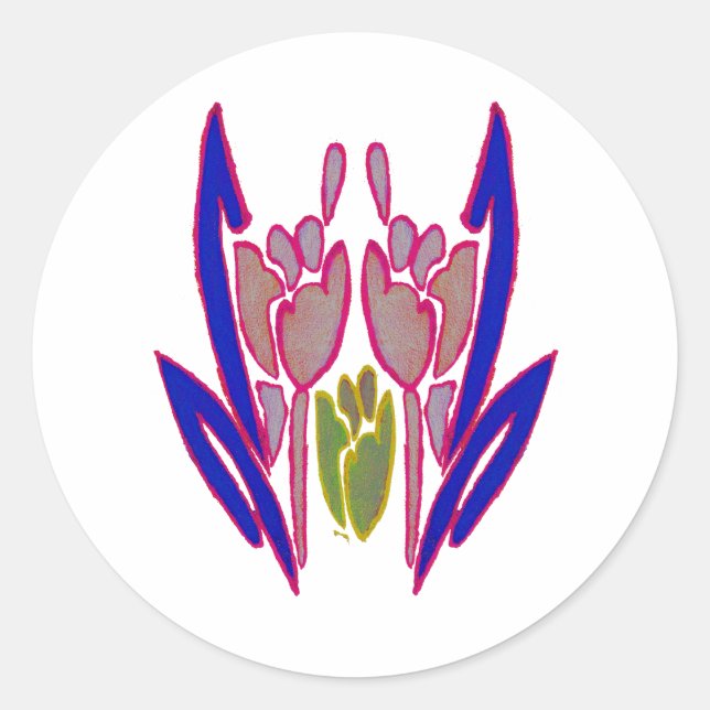 Pegatina Redonda Impresión de arte de acuarela Rosa elegante (Anverso)