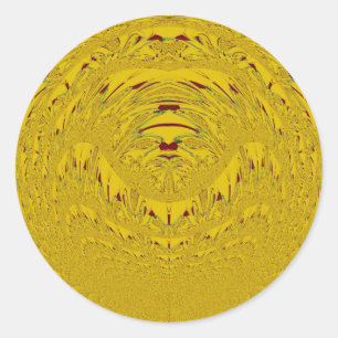 Pegatina Redonda Impresión de arte de cabeza de león dorado