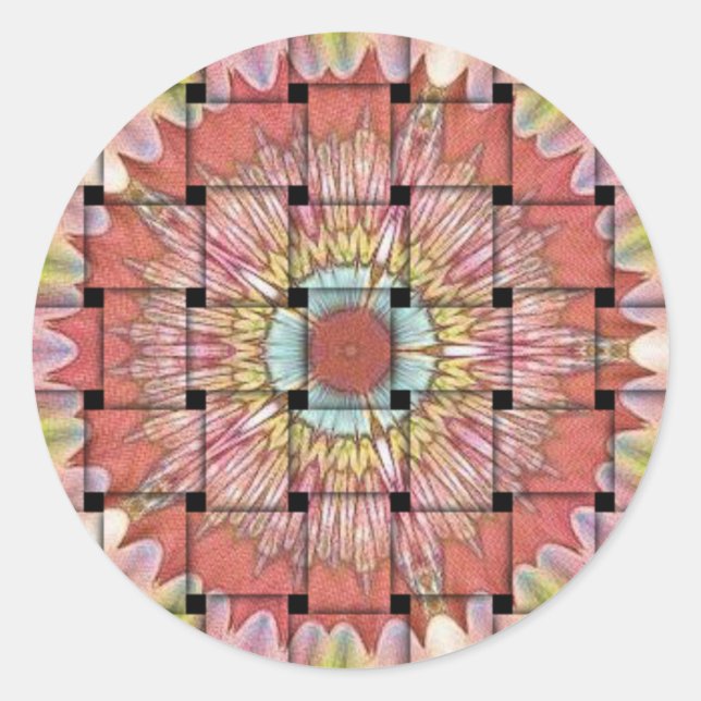 Pegatina Redonda Impresión de arte de inspiración africana - Diseño (Anverso)