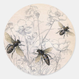 Pegatina Redonda Impresión de arte de miel de abeja