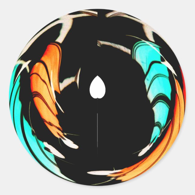 Pegatina Redonda Impresión de arte de patrones tradicionales africa (Anverso)