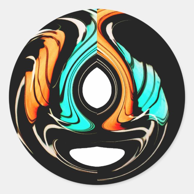 Pegatina Redonda Impresión de arte de patrones tradicionales africa (Anverso)