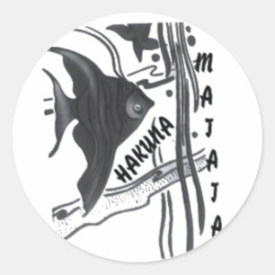 Pegatina Redonda Impresión de arte de pez Hakuna Matata