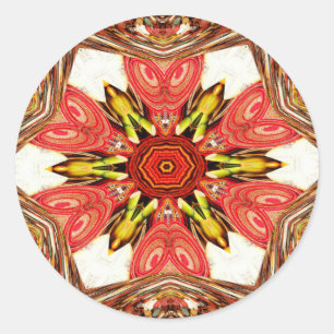 Pegatina Redonda Impresión de arte floral Doodle