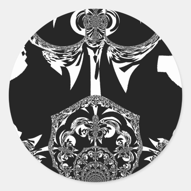 Pegatina Redonda Impresión de arte negro y blanco en África (Anverso)