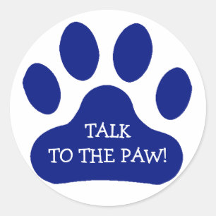 Pegatina Redonda Impresión de Blue Paw