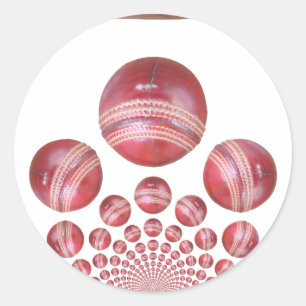 Pegatina Redonda Impresión de bolas de cricket para aficionados al