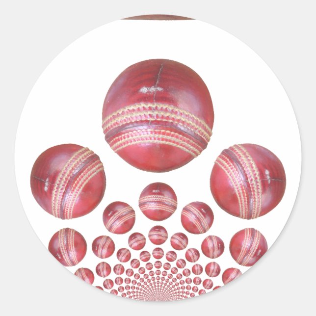 Pegatina Redonda Impresión de bolas de cricket para aficionados al  (Anverso)