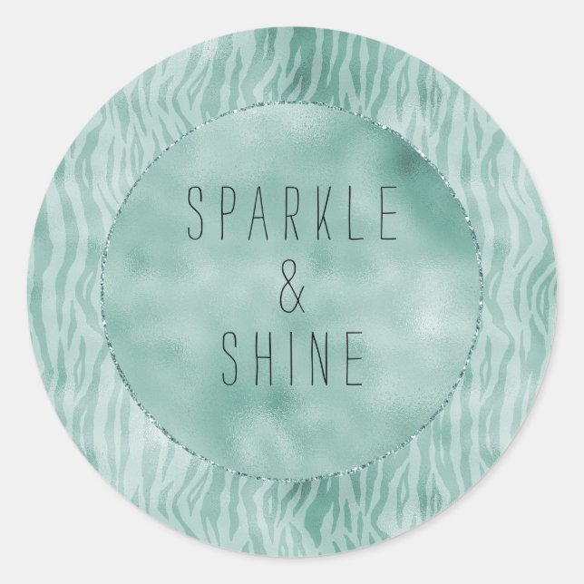 Pegatina Redonda impresión de cebra de menta de bonito (Anverso)