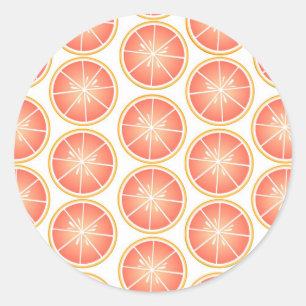 Pegatina Redonda Impresión de cítricos de frutas - pomelo