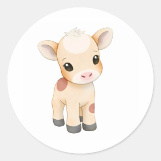 Pegatina Redonda Impresión de color acuático de ternera para bebé a