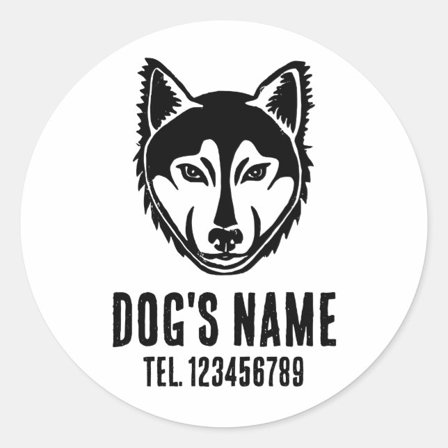 Pegatina Redonda Impresión de corte de lingotazo de retrato negro y (Anverso)