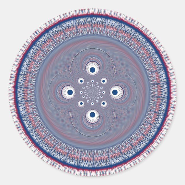 Pegatina Redonda Impresión de diseño radial (Anverso)