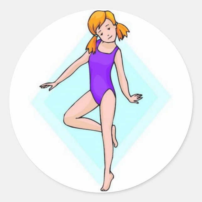 Pegatina Redonda Impresión de gimnastas (Anverso)