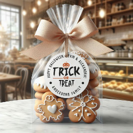 Pegatina Redonda Impresión de Halloween de estilo blanco "Truco o t