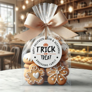 Pegatina Redonda Impresión de Halloween de estilo blanco "Truco o t