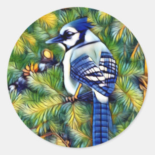 Pegatina Redonda Impresión de Jay Azul Encantador