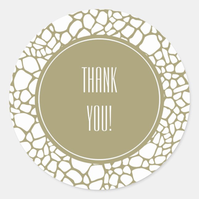 Pegatina Redonda Impresión de jirafa blanca dorada (Anverso)