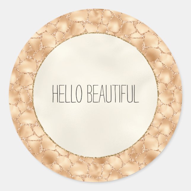 Pegatina Redonda Impresión de la jirafa de Glam Sparkle, Purpurina  (Anverso)