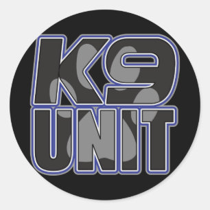 Pegatina Redonda Impresión de la pata de la unidad de la policía K9