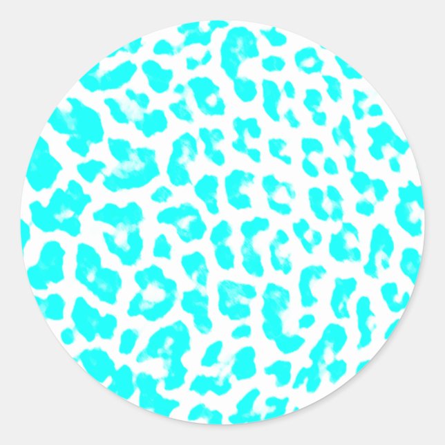 Pegatina Redonda Impresión de leopardo azul de Lite (Anverso)