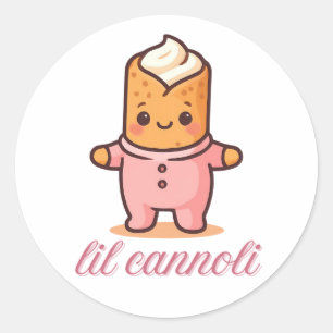 Pegatina Redonda Impresión de Lil Cannoli Baby Guardería de postr