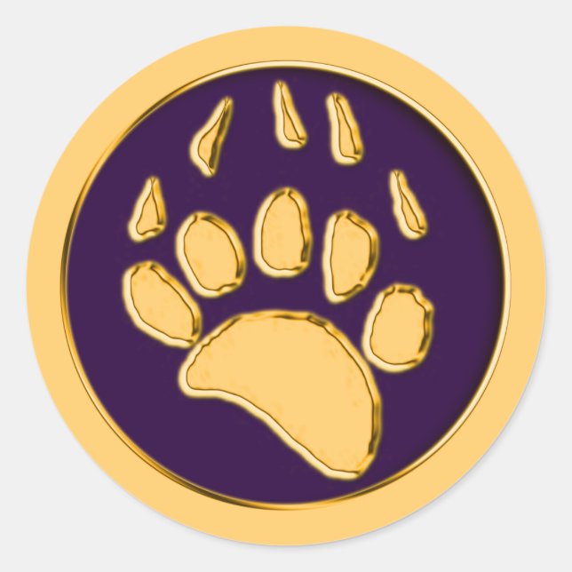 PEGATINA REDONDA IMPRESIÓN DE OSO GRIZADO (Anverso)